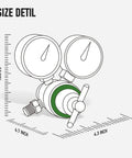 Oxygen Regulator CGA 540 Inlet B Size With T-Handle For Welding Hoses, Adjustable 0-4000 PSI Inlet And 0-100 PSI Output, 9/16-18 Outlet For 1/4 Inch B Fittings Twin Welding Hose, size detail
