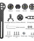 Carbon Fiber GPS Bike Computer Mount With Stopwatch Holder For Speedometer And Accessories, 3K Matte Finish, 160X35mm, parts included