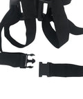 Scuba Tank Backpack for Single Tank, Adjustable Tank Holder, black nylon straps and plastic buckles close-up