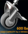 Close-up of a 3 Inch Threaded Stem Caster Wheel with Brake, showing metal stem and TPR wheel, 600 lb capacity for furniture and dollies.