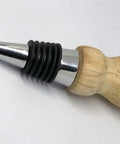 Sturdy Chrome Cone Bottle Stopper Kit For Wood Turning Lathes 20 Pack featuring a chrome bottle stopper with a wooden handle.