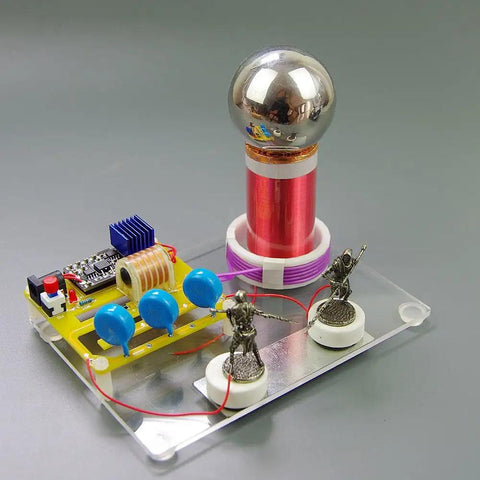 Tabletop Tesla Coil DIY Kit With Spark Gap High Voltage Science Educational Toy For Electrical Hobbyists Easy Assembly In About 1 To 2 Hours Includes Step By Step Guide And 12V Power Supply Prep, compact 15x11 cm acrylic base