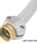 Heavy Duty Garden Hose Repair Kit With 5/8 and 3/4 Inch Brass Connectors Swivel Attachment Stainless Steel Clamp To Fix Leaks Fast And Get Your Outdoor Watering Setup Back On Track For A Cool Summer, brass hose end close-up