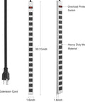 Beefy Metal 16 Outlet Power Strip With 1200J Surge Protection Wall Mountable Switch, heavy duty metal and 6ft cord shown