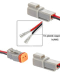 2 Pin Waterproof PA66 Nylon Electrical Wire Connector Kit 16 AWG Male Female Quick Disconnect Plug Socket, side and close-up view.