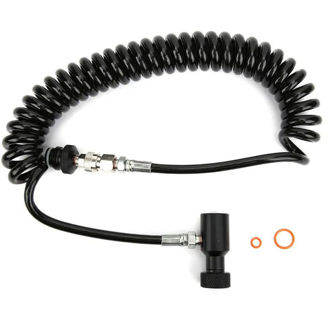 Aluminum Pneumatic Coil Air Hose, G1/2 Thread Quick Connect Fittings for Air Compressors, Pneumatic Tools and Workshop Applications, black