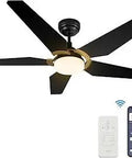 Smart Ceiling Fan With Light 52 Inch Indoor And Outdoor Remote Control Works With Alexa Google Assistant And Siri Shortcuts App Control Dimmable LED Light Timer And Schedule Quiet Reversible Motor Black And Gold with app control