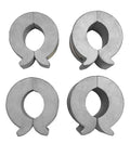 Four components of Universal Hydraulic Cylinder Stroke Reducer Clamp Kit For One Eighth Inch To One Half Inch Shafts With Thumb Tabs