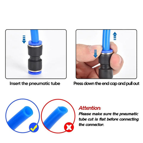 Get 60 Pcs 1/4 Inch Push To Connect Air Hose Fittings Kit For Pneumatic Systems With Quick Assembly No Tools Needed And Compatible With 4 6 8 10 12mm Tubing Perfect For Compressors And Industrial Setup, push fit tube connection demo