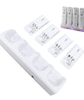 4 Port Remote Controller Charger Station For Gaming Consoles, 4 Pack 2800mAh Battery Packs, USB Powered Dock, White Design