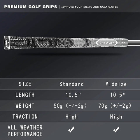 Premium Hybrid Golf Grips 13 Pack With Full Repair Kit For All Weather Performance, High Traction And Control Half Corded Grips