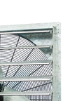 Side view of 36 Inch Wall Mounted Exhaust Fan with Auto Shutter, single speed vent for attic, shed, or garage, silver frame