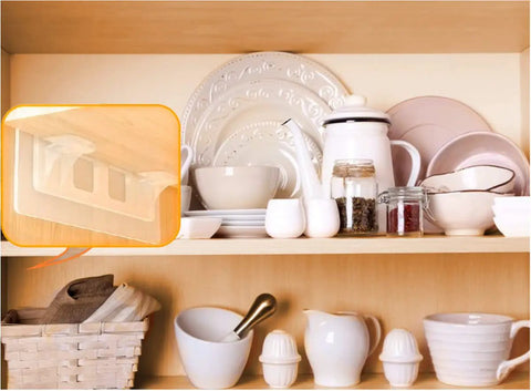 Self Adhesive Shelf Brackets Punch Free No Drill Shelf Supports Double Row Design Heavy Duty Clips for Kitchen Organization