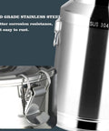 Close-up of Top Shelf 304 Stainless Steel Food Storage Container's airtight clamp, demonstrating durability and rust resistance.