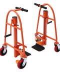 Heavy Duty Furniture And Crate Mover with Swivel Casters, orange carbon steel construction, high load smooth rolling wheels.