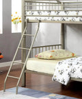Twin Over Twin Metal Bunk Bed With Movable Ladder And Rails That Converts Into Two Separate Beds, Metallic Gold Finish