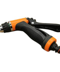 12V Portable Car Washer Gun High Pressure Cleaner Kit with ergonomic handle, black and orange design, for cars trucks SUVs