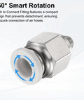 Push To Connect Fittings 1 Quarter Inch Tube OD To 10-32 UNF Male Straight Union with 360° Smart Rotation feature