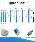 Badass Dry Diamond Tile Drill Bit Set With Magnetic Phillips Ph2 Screwdriver Bits For Crushing Hard Porcelain Ceramic Granite Marble In Every Standard Size Rock Solid Tool Kit showing various sizes and types of drill bits.