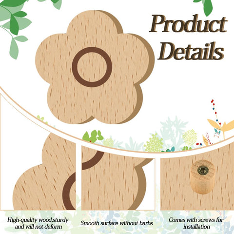 Top view of flower wooden drawer knob; Flower Wooden Drawer Knobs Six Pack 2.36 Inch Beech Wood Cabinet Pulls With Screws