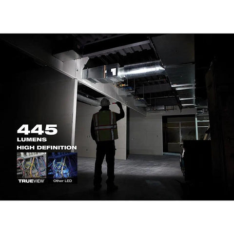 Worker using Rechargeable Magnetic Flood Light With Dual Clip USB Fast Charge 445 Lumens TRUEVIEW Output All Day Runtime