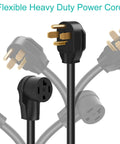 50 Foot 30 Amp N14-30P To N14-30R Dryer And EV Charging Extension Cord, 4 Prong STW 10 Gauge, black connectors visible