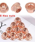 Heavy Duty 12 Pack M8 Hex Nuts For Exhaust Manifold Copper Flashed Engine Hardware High Heat Resistant Fastener Kit, copper finish.