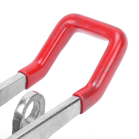 Close-up of handle on Beefy Heavy Duty Adjustable Toggle Latch Clamp in Stainless Steel with 600 kilograms holding power