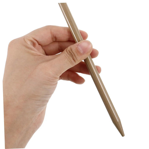 Hand holding a stake from the Six-Piece Adjustable Camping Tent Pole Kit With Heavy-Duty Aluminum Stakes, Long-Lasting Pegs And Hammer