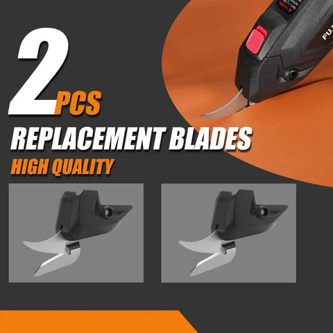 Premium Dual Replacement Blades for Electric Scissors Multipurpose Cutting Tool, two sharp blades on a black background.