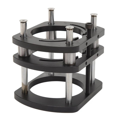 DIY Friendly Router Table Lift With 4 Jaw Clamping Aluminum Alloy Base, Smooth Lifting System For Precise Woodworking, Easy Install For Small Trimming And Fine Detail Routing In Your Shop, black aluminum router lift base with 4-jaw clamping