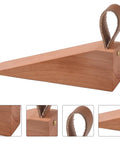 Walnut Wood Door Stopper Wedge With PU Finish Easy Assembly Portable Nordic Style Go To Door Stop Tool shown from side angle
