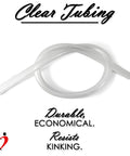 Clear flexible tubing coiled, translucent plastic hose with straight ends