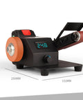 Heavy Hitter 350W Electric Belt Sander With Variable Speed Dial And Benchtop Woodworking Grinder showing digital display and grinding arm.