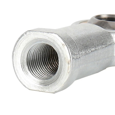 Close-up of Fisheye Joint Female Piston Rod End Ball Head For Universal Pneumatic Cylinder U Fitting Mounting Knuckle Bearing With Internal Thread And 10mm Hole Heavy Duty Dope Setup For Quick Install In Pneumatic Systems.