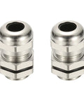 Waterproof M12 Cable Glands 2 Pack Nickel Plated Brass Cord Grip For Outdoor Boxes And Junction Enclosures Fits Six Point Five Millimeter Cables IP68 Weatherproof Wire Connectors And Sealed Rubber Gasket, front view