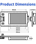 Top Shelf Esp32 S3 LoRa V3 Module Board Packing Rad Sx1262 Long Range Radio dimensions with measurements on a technical drawing.