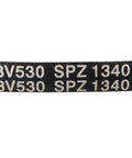 SPZ1340 Industrial Drive V Belt Rugged Rubber Transmission Power Band For Heavy Machinery 1340mm Pitch Length labels on a black belt.