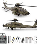 AH-64D Apache 1/48 RC Helicopter with Flybarless 6CH, 2.4G dual battery, optical flow, TOF altitude hold, army green design, accessories