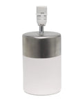 Two Tone Porcelain Bedside Table Lamp With White Fabric Shade In Silver And Off White Bulb Not Included Base View