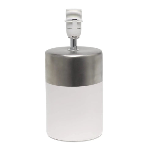 Two Tone Porcelain Bedside Table Lamp With White Fabric Shade In Silver And Off White Bulb Not Included Base View