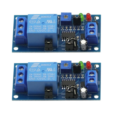 2 Pack 12V DC Timer Relay Module With Delay On Off Control, Adjustable Potentiometer, 8 Time Ranges From 0.1 Seconds To 1 Hour