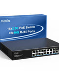 18 Port 10G 2.5G Ethernet Switch With 16 2.5G RJ45 PoE Capable Ports And 2 10GBASE-T Uplinks Unmanaged Plug And Play Desktop Network Switch 80Gbps Capacity Perfect For NAS PC And Wireless AP Mountable On Desk Or Wall