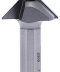 45 Degree Chamfer Router Bit Carbide Tipped Bevel Edge Five Eighths Inch Cutting Length One Half Inch Shank One And Three Eighths Inch Large Diameter