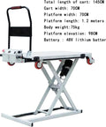 Heavy Duty Hydraulic Electric Scissor Lift Table And 300Kg Mobile Platform Cart With Adjustable Height, 145CM length, 1.2M platform.