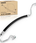 Premium AC Discharge Line Hose Assembly For Honda CRV EXLX And LX Variants 2007 To 2011 2 4 Liter L with black rubber and metal fittings.