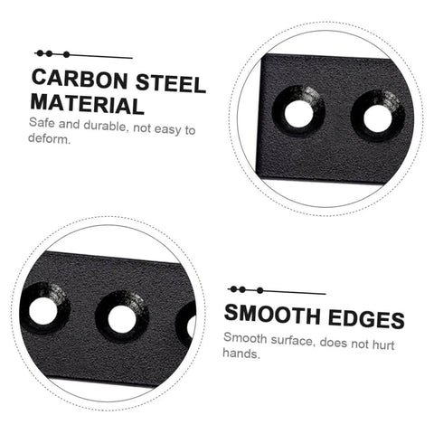 Close-up of Heavy Duty Track Connecting Plates Set for Barn Doors and Indoor Sliding Doors, Carbon Steel Flat Mending Repair Plates