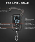 WeighMaster Mechanical Digital Fishing Scale With Lip Gripper 120 Lb Capacity 2.5 Inch Backlit Display High Precision Sensor