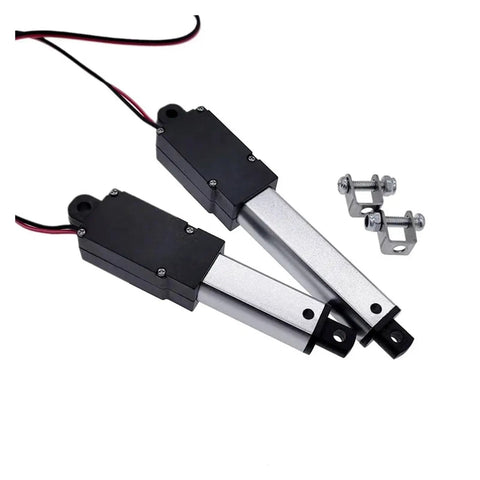 Heavy Duty 12V Electric Linear Actuator With 30N 60N Or 100N Thrust, 30mm Or 50mm Stroke, Quiet Geared DC Motor, Short Circuit Protected, Built To Last, Compact Durable Unit For Home Automation, Furniture Lifts And Medical Equipment, with mounting brackets