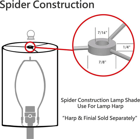 Spider construction diagram for Rich Red Empire Pleated Spider Lamp Shade With Brass Fitter Dope Classic Look 6 Inch Top 16 Inch Bottom 12 Inch Slant Fits Lamp Harp Attachments And Finial Sold Separately.